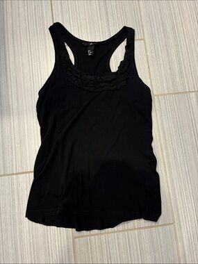H&M Black Lace-Trim Racerback Tank Top